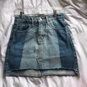 HIGH WAISTED TWO TONED JEAN / DENIM SKIRT